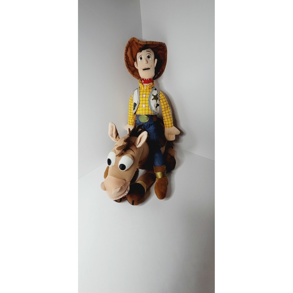 Toy Story Bullseye + Woody Large Soft Plush Genuine Disney Store Stamp Toys H9